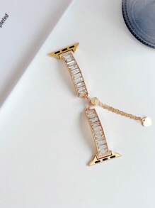 1 Pc Square Large Crystal Adjustable Bracelet Strap Compatible With Apple Watch Band 38mm 40mm 41mm 42mm 44mm 45mm 49mm (S10 42)Mm (S10 46)Mm, Simple And Luxurious Women's Wrist Strap Suitable For Series Ultra 2 S10 SE 9 8 7 SE 65 4 3 2 1 Gift