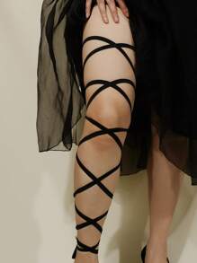 1 件欧美风格多层松紧带腿链，性感原宿大腿链