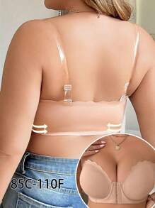 Áo ngực cỡ lớn cho nữ cài trước, áo ngực Bandeau thoải mái có hoặc không có gọng, áo ngực hở lưng - Màu be - Xem 2