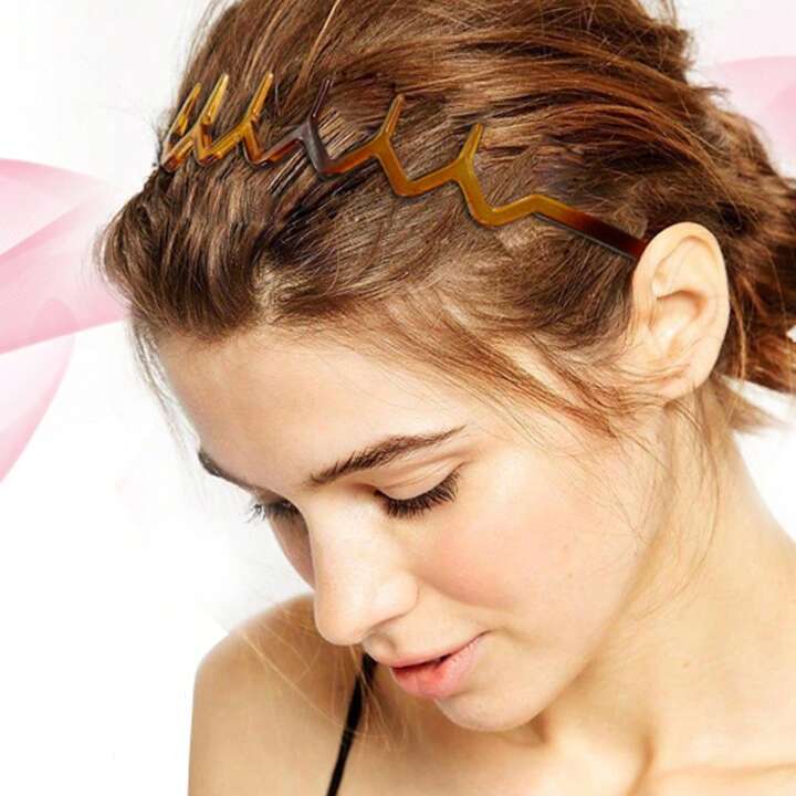 Set Of 2 Women Zig Zag Black Plastic Sharks Tooth Hair Comb Headband Fashion Girls Leopard Hairbands Hair Accessories For Daily