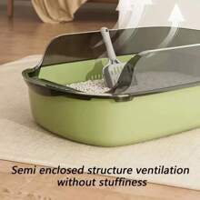 High-Side Cat Sandbox Splashproof Cats Litter Box With Removable Scoop Non-Stick Large Capacity Kitten Toilet Tray Pet Supplies
