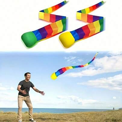 1 件随机颜色投掷和接球带彩虹尾巴，柔软彩虹游戏球，运动彗星球游乐场玩具适用于室内户外游戏和活动有趣的投掷学校