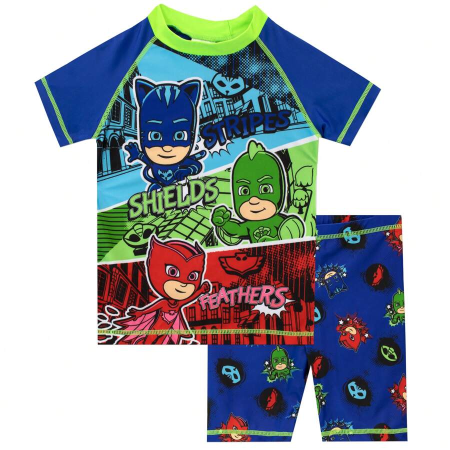 PJ Masks Swim Set | Boys Swimsuit | Kids Two Piece Swimming Costume - Blue - View 1