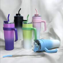 Termo de 1200 ml Flask con aislamiento frio/caliente, incluye tapa y popote - Multicolor - Ver 4