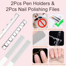 34 件套美甲刷、美甲刷套装、美甲工具，包括指甲设计刷、指甲点画工具、指甲绘图笔、指甲刷支架、指甲纳米抛光磨具 - 彩色 - 查看 6