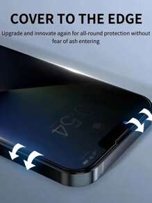 全覆盖钢化玻璃防窥屏保护膜，兼容 15/16 Pro Max/15/14 Plus/13/12/11 Pro Max/X/XS/XR，全屏保护膜，防窥手机玻璃膜，生日礼物，送给家人朋友的防窥礼物，手机屏幕保护膜，手机配件 - 黑色 - 查看 4