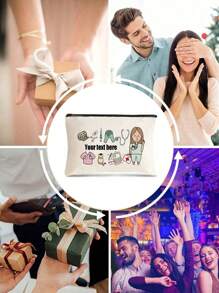 Customized Medical Storage Bag ,Toiletry Bag, Cosmetics Storage Bag,Multifunctional Storage Bag- Custom Your Name, Perfect For Nhs Thank You, New Grad, Hospital Staff & Medical Students Gifts,Nurse Cosmetic Makeup Bag Nurse Practitioner Gift Np Graduation Gift Zipper Pouch Bag For Nursing Student Teacher - Beige - View 7