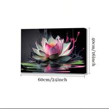 1pc Framed Canvas Poster Lotus Flower Large Wall Art Canvas Paintings Ideal Gift For Bedroom Living Room Corridor Wall Art Wall Decor Room Decoration Ready To Hang
