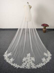 1 Pc Cathedral Long 3M(118inch) Floral Lace Wedding Bridal Veil With Metal Comb For Bride Party Prom White Ivory
