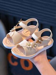 2024 年夏季新款儿童露趾凉鞋，酷炫时尚公主女童幼儿沙滩户外鞋 - 米色 - 查看 2
