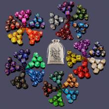 Polyhedral D & D Dice For RPG MTG -- Perfect For Role-Playing Board Games, Gray Drawstring Bags, And The Perfect Gift For Thanksgiving