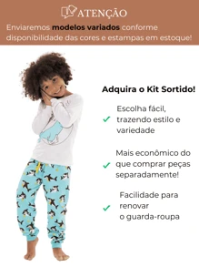 2 Peças de Pijama Infantil Menino Manga Longa Variadas - 1 Camiseta + 1 Calças