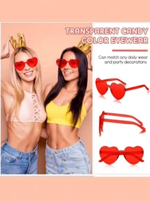 8 件/5 件心形彩虹糖果色无框眼镜，适合女士、女孩和派对眼部装饰配件