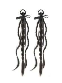 2pcs Synthetic 18Inch Ponytail Hair Extension Braided With Elastic Headband Box Ponytail For Kids