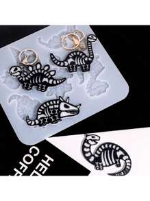 1pc 2 Pieces Gothic Dinosaur Skeleton Silicone Mold Set For Charm, Keychain, Earring, Necklace Jewelry Making, Suitable For Everyday Wear