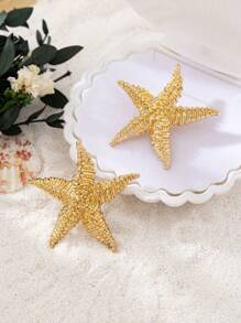 1pair European & American Minimalist Geometric Asymmetrical Starfish Shaped Versatile Stud Earrings For Women, Hot Selling