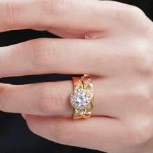2pcs Luxury Micro Cubic Zirconia Set Rings, Fashion Wedding Ring Set For Women