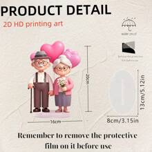 1 Couple Love Balloon Romantic Themed Decoration 2D Acrylic Accessory, Versatile For Easter Weddings, Home Interior Decoration, Office Desk Decoration, Perfect Gift For Daily Life