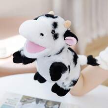 Juguete de peluche suave y lavable de 25 cm/9.84 pulgadas con forma de animales de la jungla, títere de mano para el juego de roles de niños con león, canguro, elefante, jirafa, cerdo, mono, con boca abierta como accesorios de actuación, muñeco de peluche que ofrece a los niños un gran títere de dedo