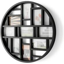 Collage Picture Frame Holds Nine 4x6" Photos, Large 22-Inch Diameter, Black - 黑色 - 查看 10