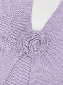 FOR BEAUTY Purple Spaghetti Strap Backless Knit Camisole, Sexy Casual Elegant, Suitable For Music Festivals, Holidays And Various Occasions, Thin Fashionable Pullover Sweater, Essential Item For Vacation, Suitable For Beach, Sand, Swimming - Snow Purple - View 6