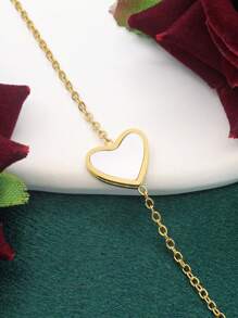 Conjunto de joyas para mujer de estilo bohemio de acero inoxidable, bañado en oro de 18 quilates, con colgante de concha verde en forma de corazón, pulsera y pendientes - Perfecto para uso diario, negocios, citas románticas, vacaciones, cumpleaños, Día de la Madre, San Valentín, regalos, fiestas y bodas, Mamá, Madre, Día de la Madre, Regalo