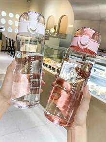 1pc 780ml/26oz Large Capacity Transparent Plastic Water Bottle, Leakproof And Drop-Proof Portable Outdoor Water Cup