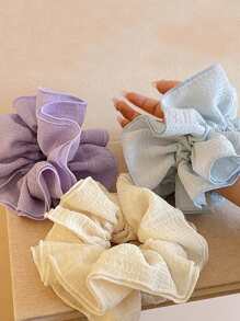 1 Peça Scrunchie Extra Grande Entrançado, Elástico de Cabelo Texturizado Floral de Camadas Múltiplas, Doce e Macio, Estilo Confortável do Início da Primavera, Acessórios de Cabelo, Tiras de Cabelo Scrunchies