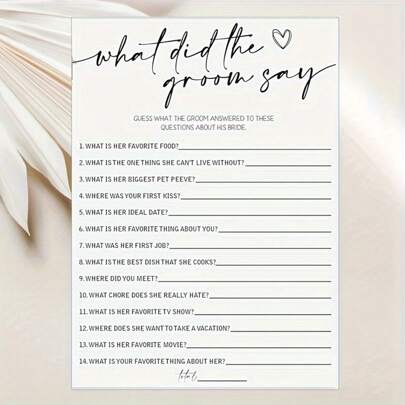 20pcs Bridal Shower Games Who Knows The Bride Best Cards, Fun Activities For Weddings, Bridal Showers And Bachelorette Parties