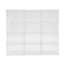 CNCEST 12 Pack Black Brown Shoe Boxs, Acrylic Shoe Storage Box With Door, Front Door Opening, Stackable Shoe Container, Multifunctional Sneaker Organizer, Acrylic Shoe Display Case 10.63*13.58*7.48in (Side Door Opening)