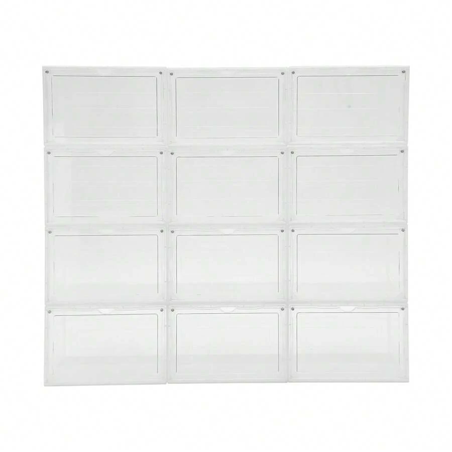 CNCEST 12 Pack Black Brown Shoe Boxs, Acrylic Shoe Storage Box With Door, Front Door Opening, Stackable Shoe Container, Multifunctional Sneaker Organizer, Acrylic Shoe Display Case 10.63*13.58*7.48in (Side Door Opening)