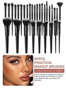 6/9/30/56 件化妆工具套装包括：30 件化妆刷套装包括粉刷、高光刷、鼻影刷、细节刷、轮廓刷、睫毛刷、粉底刷、面部刷、遮瑕刷、眼影刷套装、睫毛 - 黑色 - 查看 9