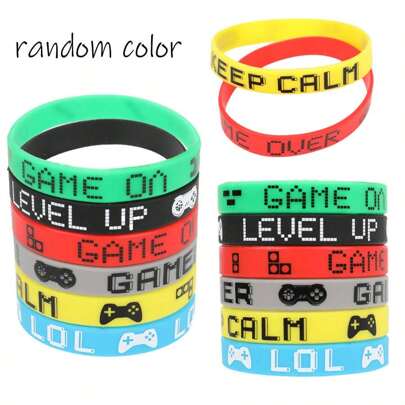 6 件/12 件/24 件随机颜色硅胶腕带手链适合派对礼物