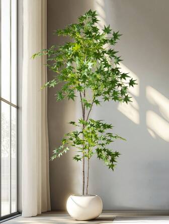 70厘米-140厘米大型仿真枫树，逼真日本枫树，塑料树叶，高大的红色枫枝，丝绸红叶，适合家居花园、房间和派对装饰