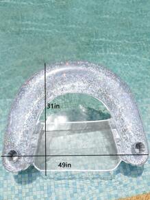 1 pieza Tumbona inflable transparente con lentejuelas, tumbona inflable en forma de U para adultos para piscina y playa de verano, para uso en fiestas, regalo de verano perfecto, balsa de piscina, silla reclinable multifuncional para diversión y relajación de vacaciones de adultos, artículos esenciales de playa, accesorios de playa