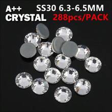 288/1440 Pcs DMC Crystal Hot Fix Rhinestone, Clear White Diamond Crystal Quality A/A++ Ss6/10/16/20/30/34, Flat Back Glass Rhinestone, Wholesale Flat Back Hot Fix Rhinestones For Crafts, Jewelry, Apparel, Garment, Shoe, Bag, DIY Decorations