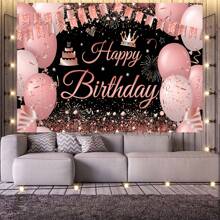 1st roze Happy Birthday Banner Achtergrond, roze verjaardagsdecoraties voor vrouwen