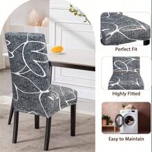1/4/6 st. tryckta stolsöverdrag i mjölksiden med hög rygg, slumpmässigt mönster, moderna polyestersträckbara, dammtäta och tvättbara överdrag för vardagsrum, matsal, sovrum - Multifärgad - Visa 5