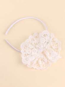 1pc Lace Flower Headband For Girls, White Floral Bow Hairband, Toddler Girl Hair Hoop, Spring Birthday Wedding Headdress, Elegant Headwear Gift, Kids Hair Accessories.