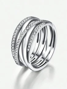 1 Chiếc Nhẫn Mặt Rộng Đan Lẫn Bạc Sterling S925 8mm Đơn Giản Cho Nữ Trang Sức Quà Tặng Phụ Kiện Thời Trang Cho Nữ - Bạc - Xem 5