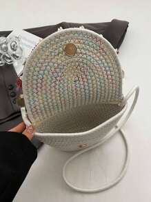 2025 New Spring And Summer Fashion Woven Small Bag Ladies Fashion Straw Semi-Circular Bag High Sense Joker Messenger Bag - Multicolor - View 12