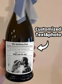 1/2/4/6/12PCS Wedding Proposal Wine Labels Custom Photo Stickers - Waterproof "Will You Be My Bridesmaid" Gift Set For Bachelorette Party/Bridal Shower/Rehearsal Dinner, Maid Of Honor Anniversary Gifts, Engagement Party Favors Couple Gifts For Her/Him Black & White Design