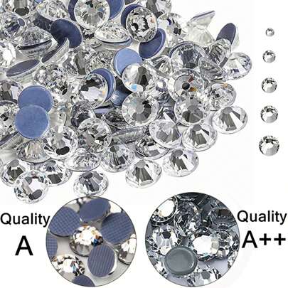 288/1440 Pcs DMC Crystal Hot Fix Rhinestone, Clear White Diamond Crystal Quality A/A++ Ss6/10/16/20/30/34, Flat Back Glass Rhinestone, Wholesale Flat Back Hot Fix Rhinestones For Crafts, Jewelry, Apparel, Garment, Shoe, Bag, DIY Decorations