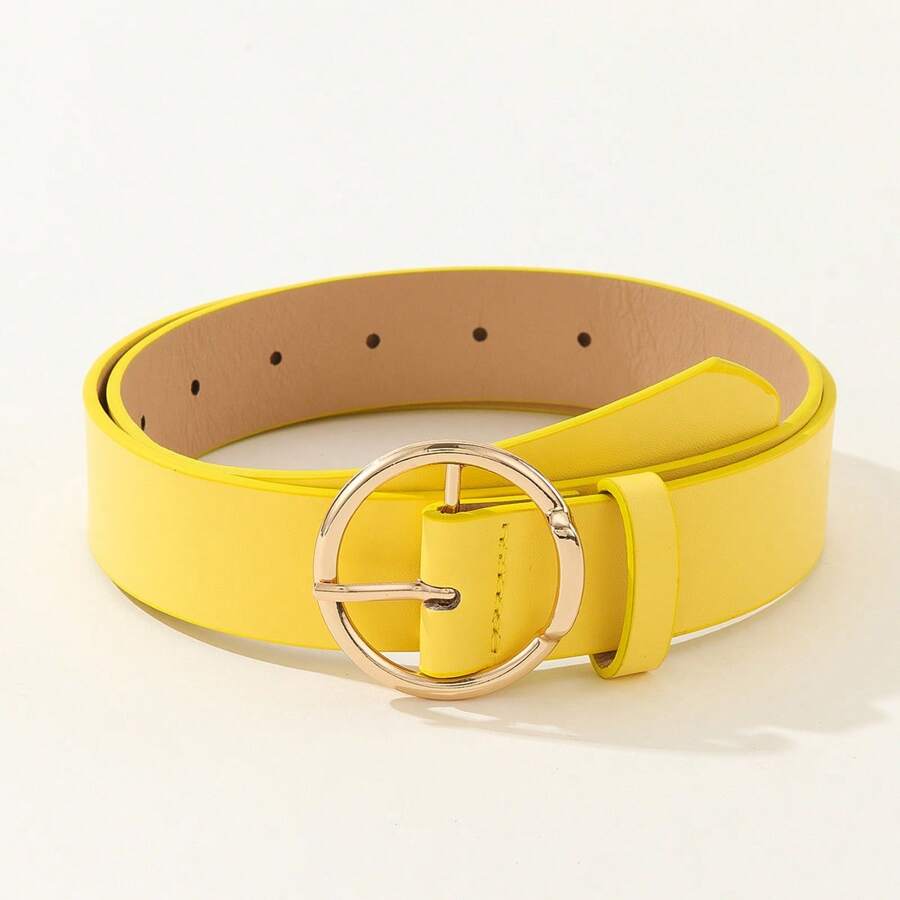 1 chiếc thắt lưng da PU khóa tròn màu đen/trắng/nâu/xanh lá/cam/đỏ, phong cách công sở thường ngày, vừa vặn với váy/quần cỡ lớn, mọi mùa hè, mùa thu, mùa đông, Halloween - Nhiều màu - Xem 1