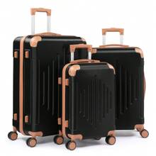 SUNROAD 3 Piece Travel Suitcase With Corner Protectors, 20/24/28 Inch, Durable Hard Shell, 360 Degree Spinner Wheels, Multifunctional, Large Capacity, Lightweight, Fashionable Multicolor - 3 in 1黑色撞棕色 - View 3