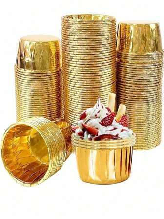 30/50 Piezas de Capacillos Redondos de Aluminio para Cupcakes, Revestidos a Prueba de Aceite y Antiadherentes, Resistentes al Calor, Utensilios de Repostería para Mesas de Postre, Adecuados para Cumpleaños, Bodas y Fiestas