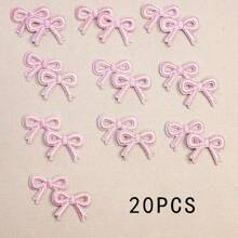 20pcs Pink Cute Bow Embroidered Adhesive Patches - Pink - View 7
