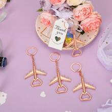 24pcs Airplane Shaped Bottle Opener Keychain, Comes With Burlap Bag, String, Thank You Card - For Gender Reveal Party, Birthday, Gifts, Valentine's Day, Kitchen & Bar Supplies, Party Favors