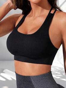 Sujetador deportivo de yoga con soporte extraíble, sujetador deportivo push-up para correr y hacer ejercicio para mujeres - Negro - Ver 7