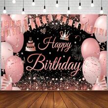 1st roze Happy Birthday Banner Achtergrond, roze verjaardagsdecoraties voor vrouwen